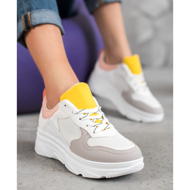 SHELOVET Adidași casual din piele ecologică alb multicolor 1