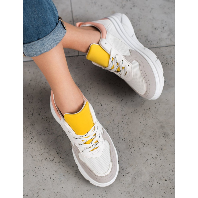 SHELOVET Adidași casual din piele ecologică alb multicolor 2