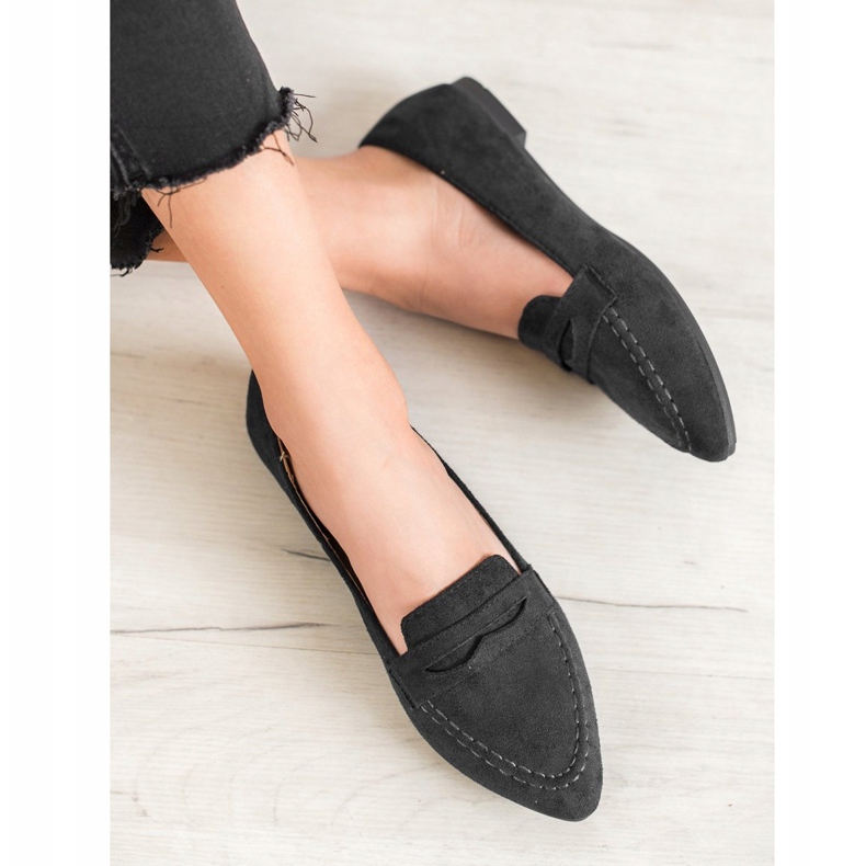 Best Shoes Mocasini din piele de căprioară în Spitz negru 1