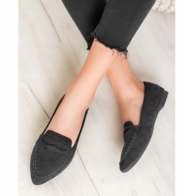 Best Shoes Mocasini din piele de căprioară în Spitz negru 2