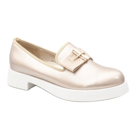 Pantofi de alunecare aurii pe platforma JFL656-3 de aur 1