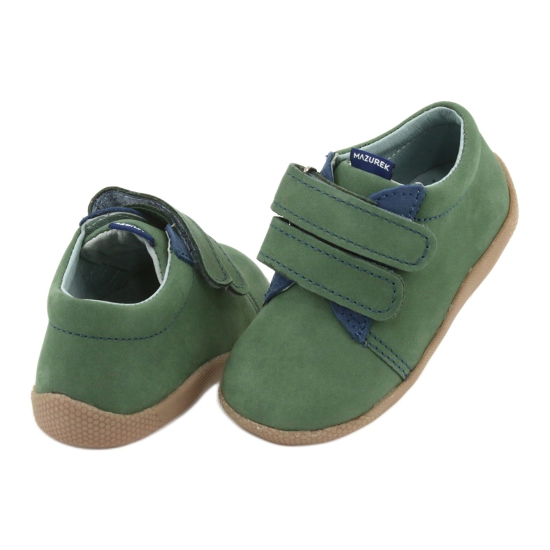 Pantofi pentru copii din piele pentru Velcro Green 305 Mazurek verde 4