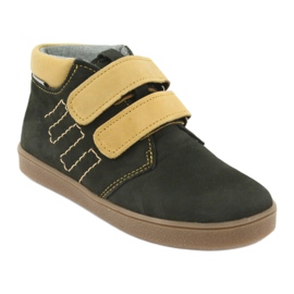 Cizme din piele cu velcro Mazurek 1341 negru multicolor galben 1