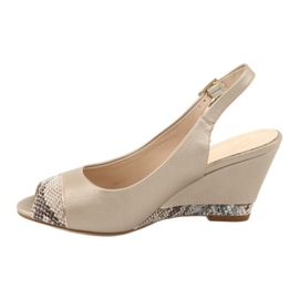 Sandale capuccino aurii Sergio Leone 777 bej maro de aur 2