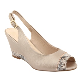 Sandale capuccino aurii Sergio Leone 777 bej maro de aur 1