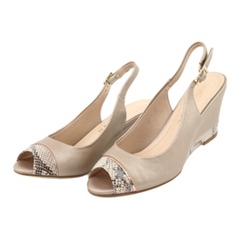 Sandale capuccino aurii Sergio Leone 777 bej maro de aur 3