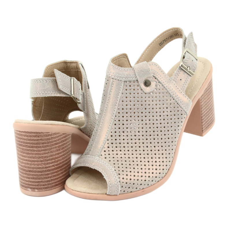 Sandale ajurate bej / auriu Filippo DS757 de aur 4