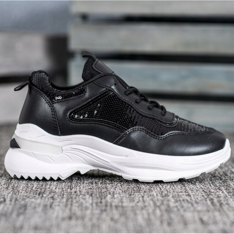 SHELOVET Adidași la modă cu paiete negru 1
