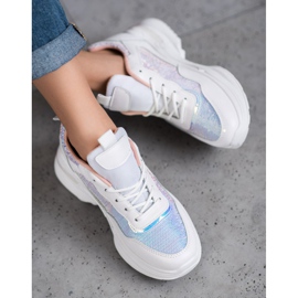 SHELOVET Adidași la modă cu paiete alb 1