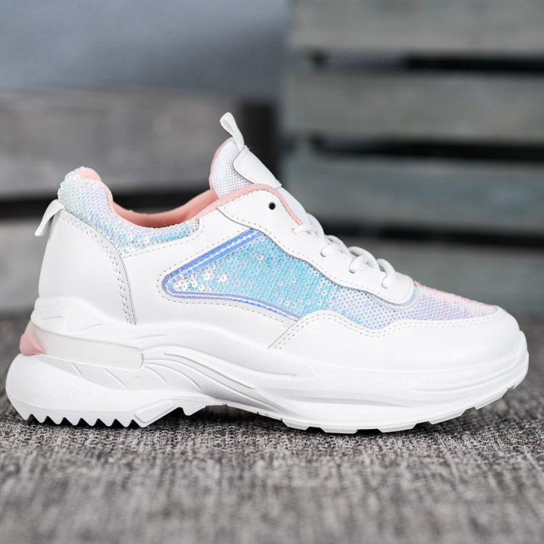 SHELOVET Adidași la modă cu paiete alb 2