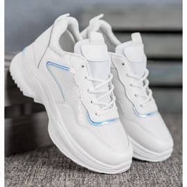 SHELOVET Adidași la modă cu paiete alb 2