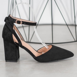Seastar Pompele elegante din piele de căprioară negru 2