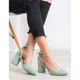 Seastar Pompele elegante din piele de căprioară verde 1 Seastar Pompele elegante din piele de căprioară verde 1