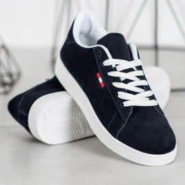 SHELOVET Încălțăminte confortabilă din piele ecologică albastru marin 1