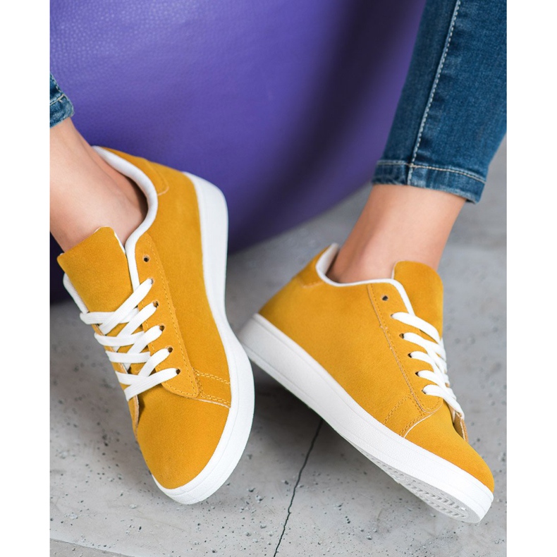 SHELOVET Încălțăminte confortabilă din piele ecologică galben 2