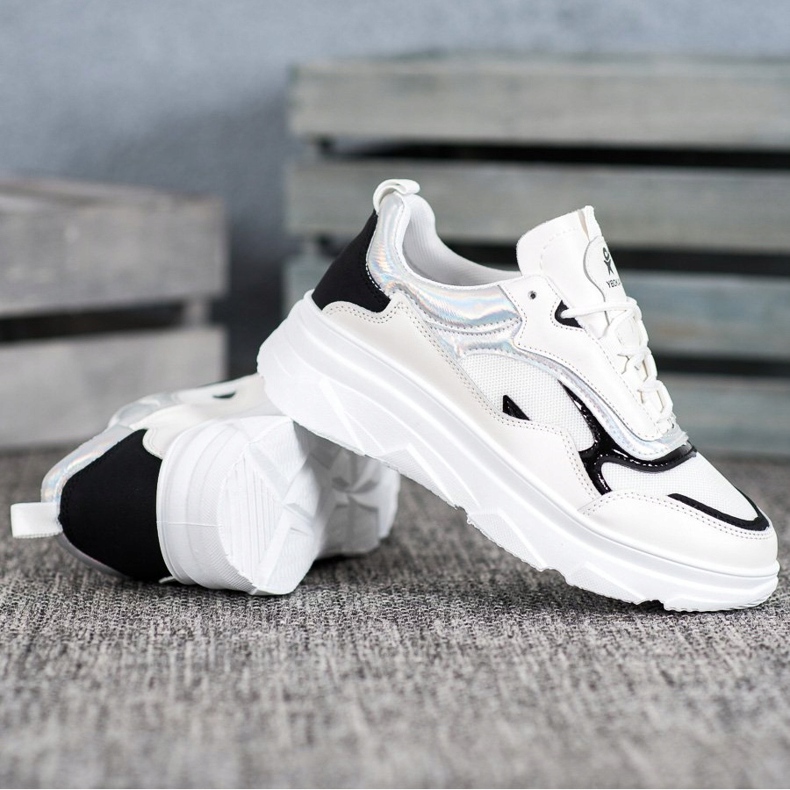 SHELOVET Adidași albi la modă negru 1