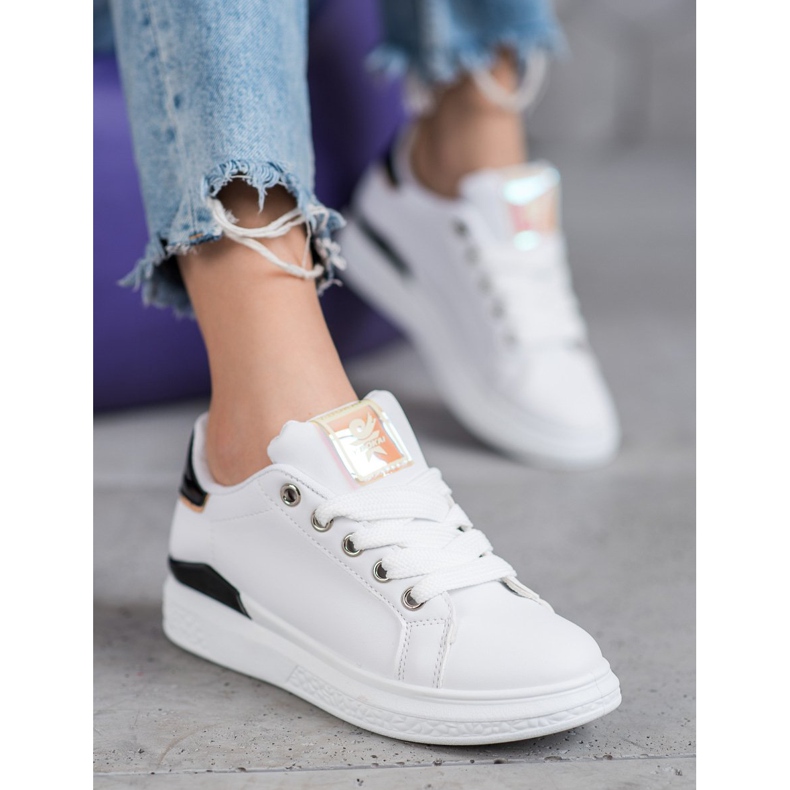 SHELOVET Pantofi sport din piele ecologică alb negru 2