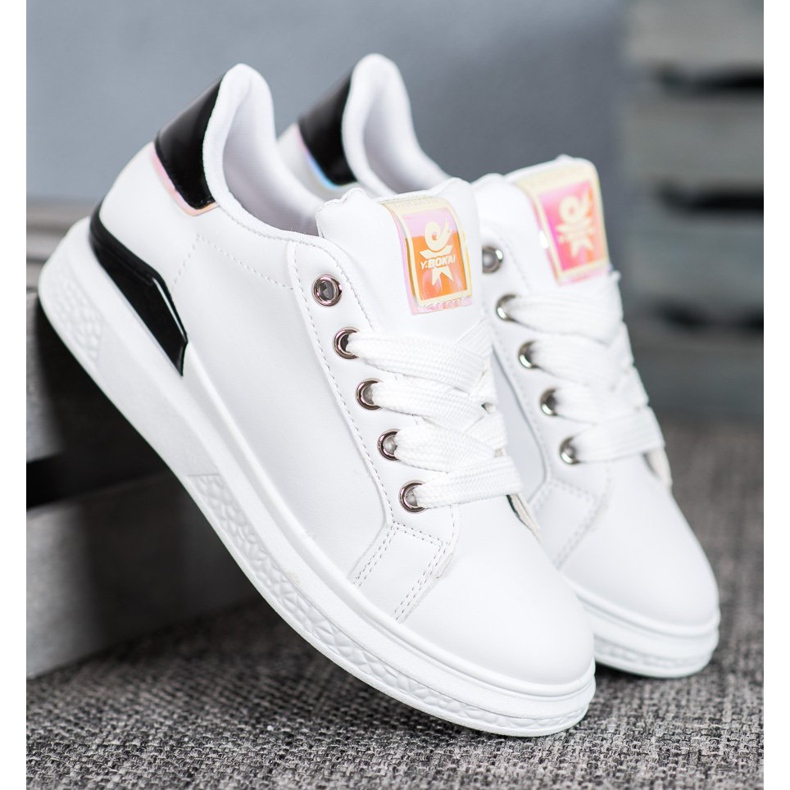 SHELOVET Pantofi sport din piele ecologică alb negru 1