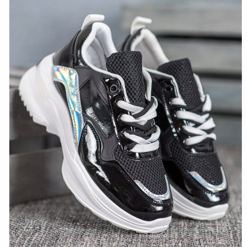 SHELOVET Adidași eleganți din piele ecologică negru 1 SHELOVET Adidași eleganți din piele ecologică negru 1