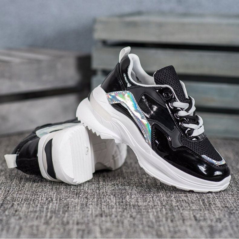 SHELOVET Adidași eleganți din piele ecologică negru 2 SHELOVET Adidași eleganți din piele ecologică negru 2