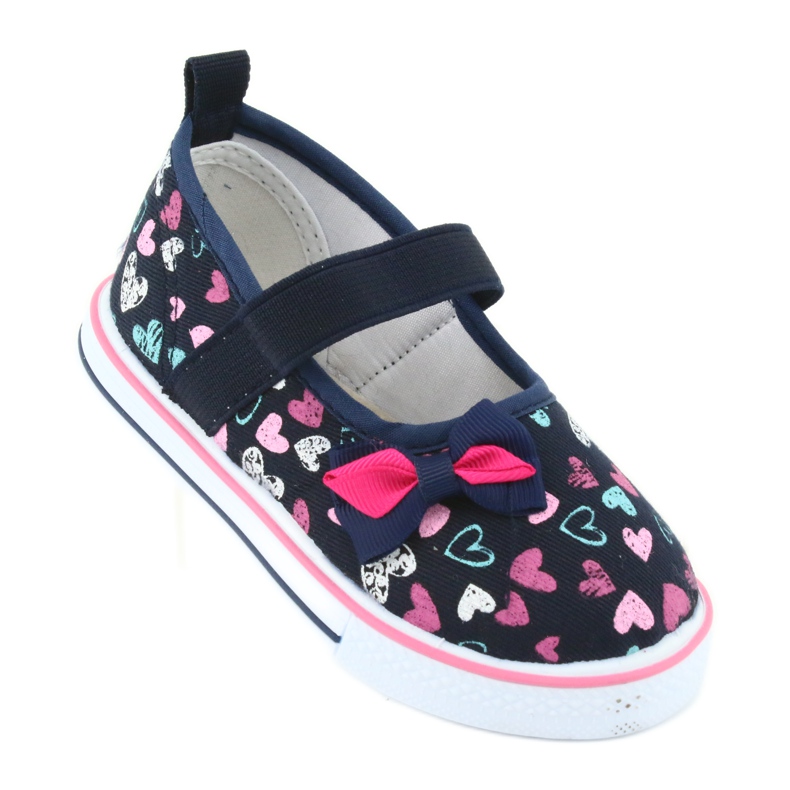 Balerini cu arc din piele Atletico alb albastru marin albastru roz 1