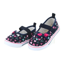 Balerini cu arc din piele Atletico alb albastru marin albastru roz 3