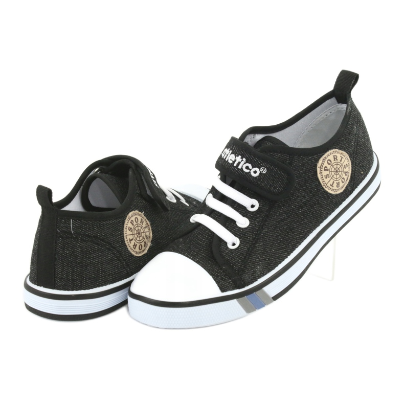 Adidași cu inserție din piele Atletico BSM029 negru 4