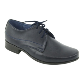 Gregors Pantofi pentru băieți din piele Navy Blue Insert albastru 1