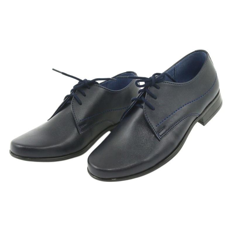 Gregors Pantofi pentru băieți din piele Navy Blue Insert albastru 3