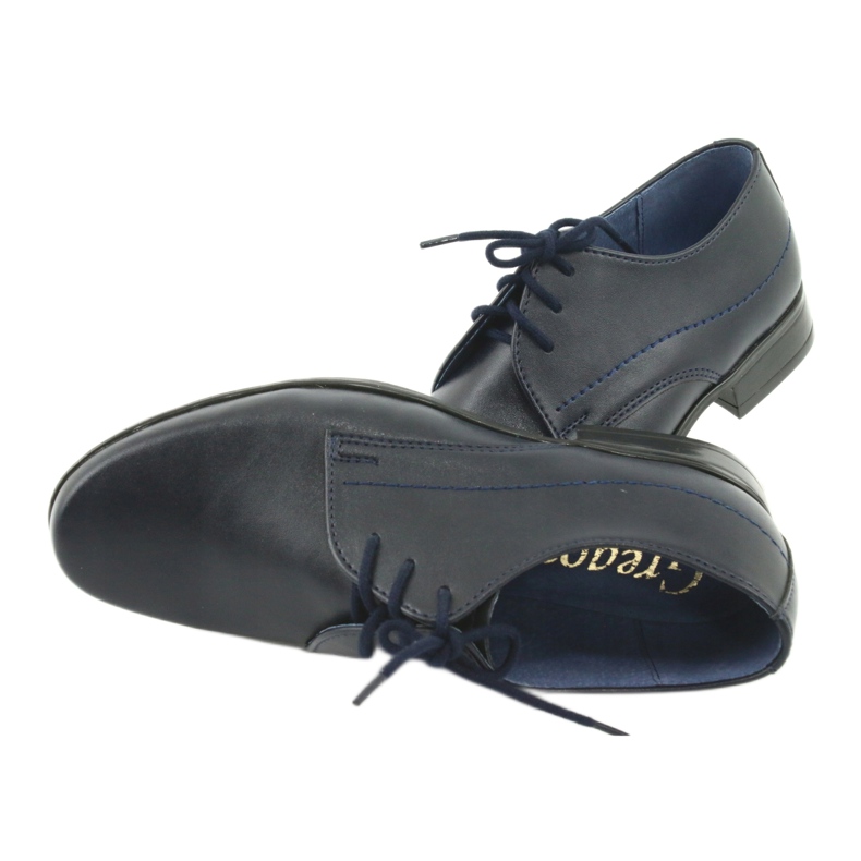 Gregors Pantofi pentru băieți din piele Navy Blue Insert albastru 6