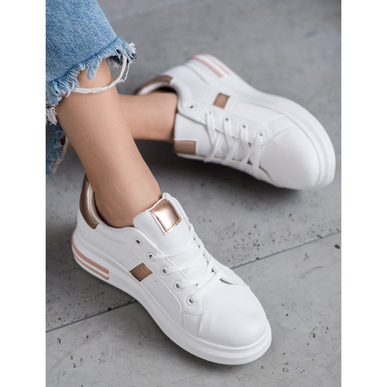 SHELOVET Pantofi sport cu inserții aurii alb 1