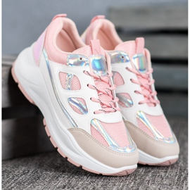 SHELOVET Adidași confortabili cu plasă alb roz multicolor 1