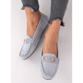 Mocasini din piele de căprioară albastră 77-192 Albastru 2