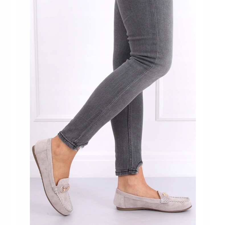 Mocasini din piele de căprioară gri 77-192 Gri 2