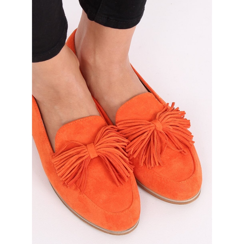 Mocasini dama portocalii cu franjuri T357P Orange portocale 2