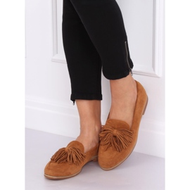 Mocasini de damă cu franjuri cămilă T357P Camel maro 1