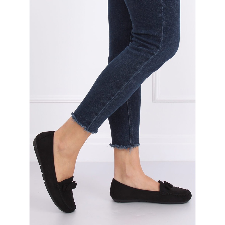 Mocasini din piele neagră 9F150 Negru 1