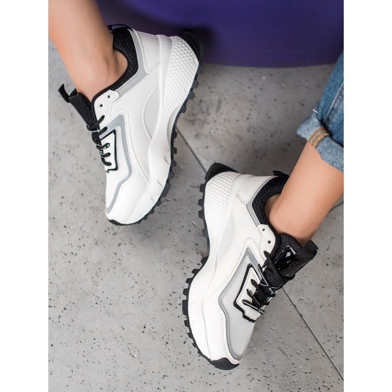 SHELOVET Adidași cu talpă neagră alb negru 1