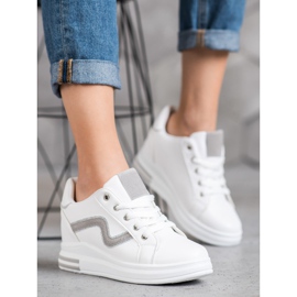 SHELOVET Pantofi sport cu o pană ascunsă alb 2