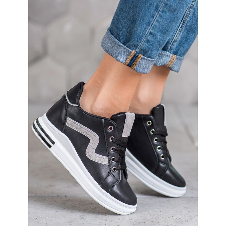 SHELOVET Pantofi sport cu o pană ascunsă negru 2 SHELOVET Pantofi sport cu o pană ascunsă negru 2