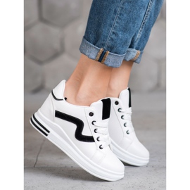 SHELOVET Pantofi sport cu o pană ascunsă alb negru 2