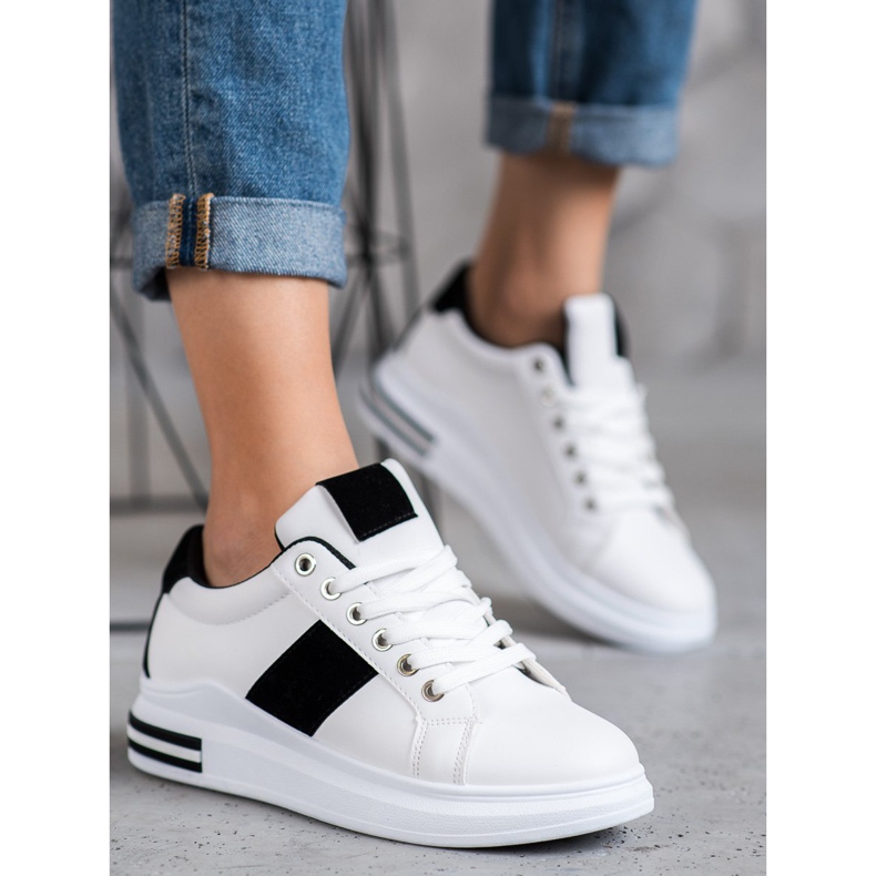 Weide Pantofi sport cu inserții negre alb negru 2