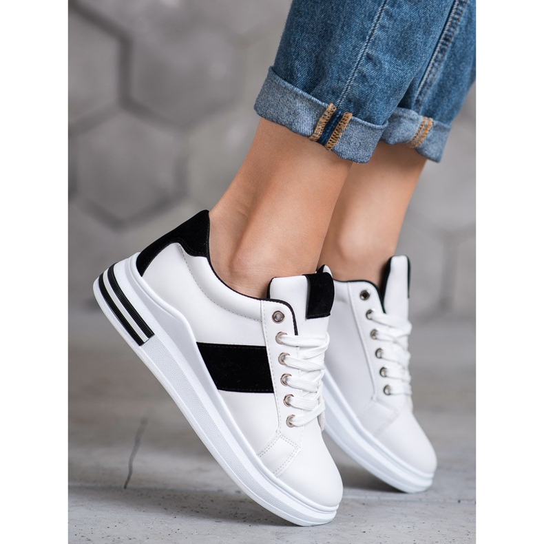 Weide Pantofi sport cu inserții negre alb negru 1