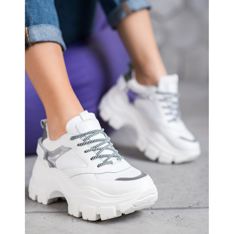 Weide Adidași albi pe platformă 2