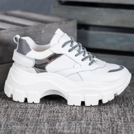 Weide Adidași albi pe platformă 1