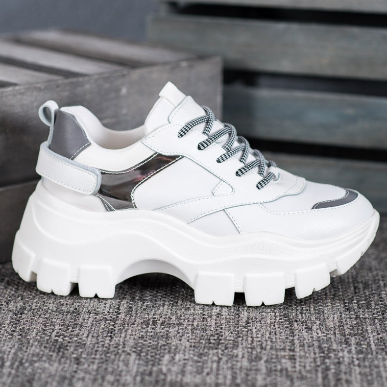 Weide Adidași albi pe platformă 1