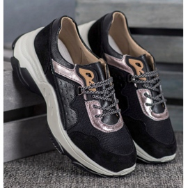 Goodin Adidași confortabili din piele negru 1