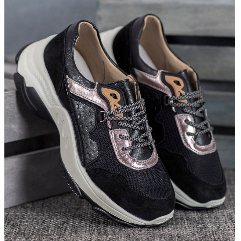 Goodin Adidași confortabili din piele negru 1