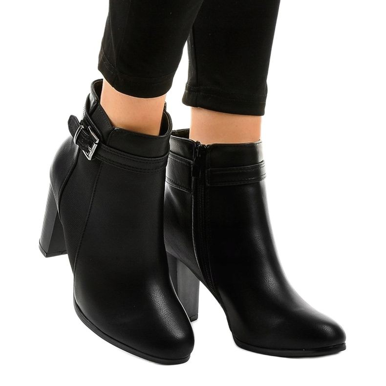 Cizme negre pe stâlp cu un F815-2 elastic negru 1