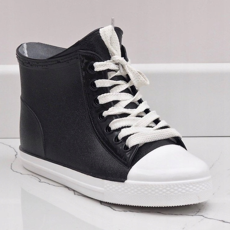 Adidași negri cu șireturi galoși SD527-1 negru 2